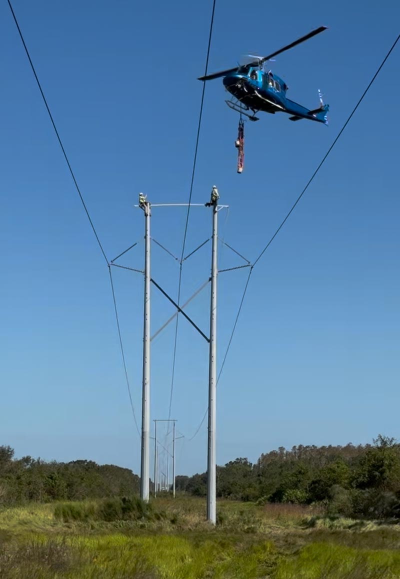 repairs with helicopter in use